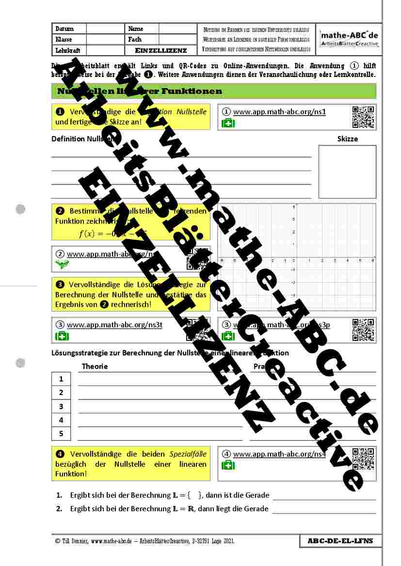 ABC-DE-LFNS - AB Nullstellen linearer Funktionen